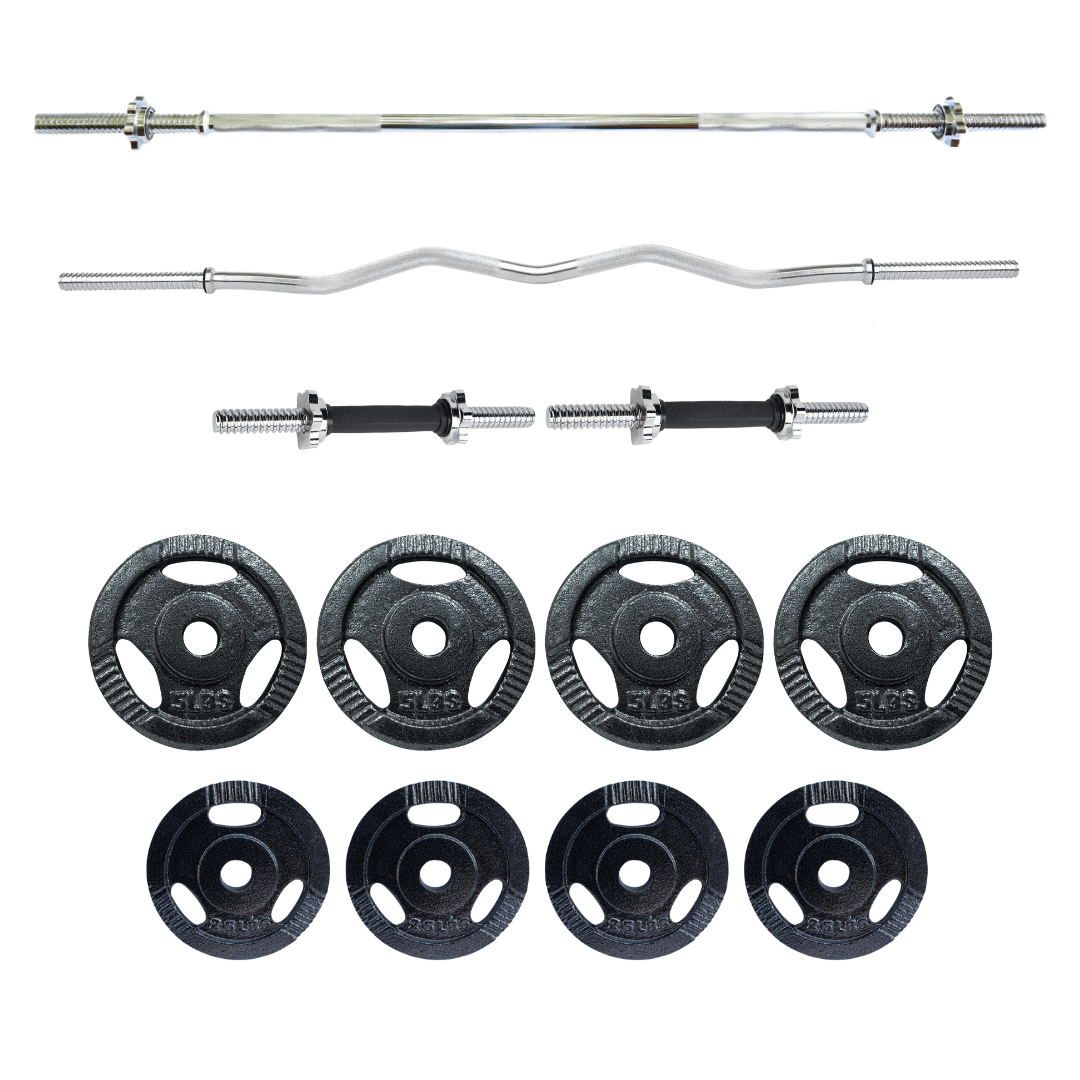 Kit PRO 21 kg 46 lbs barra recta y o barra z con o sin manerales. GymaholicMx
