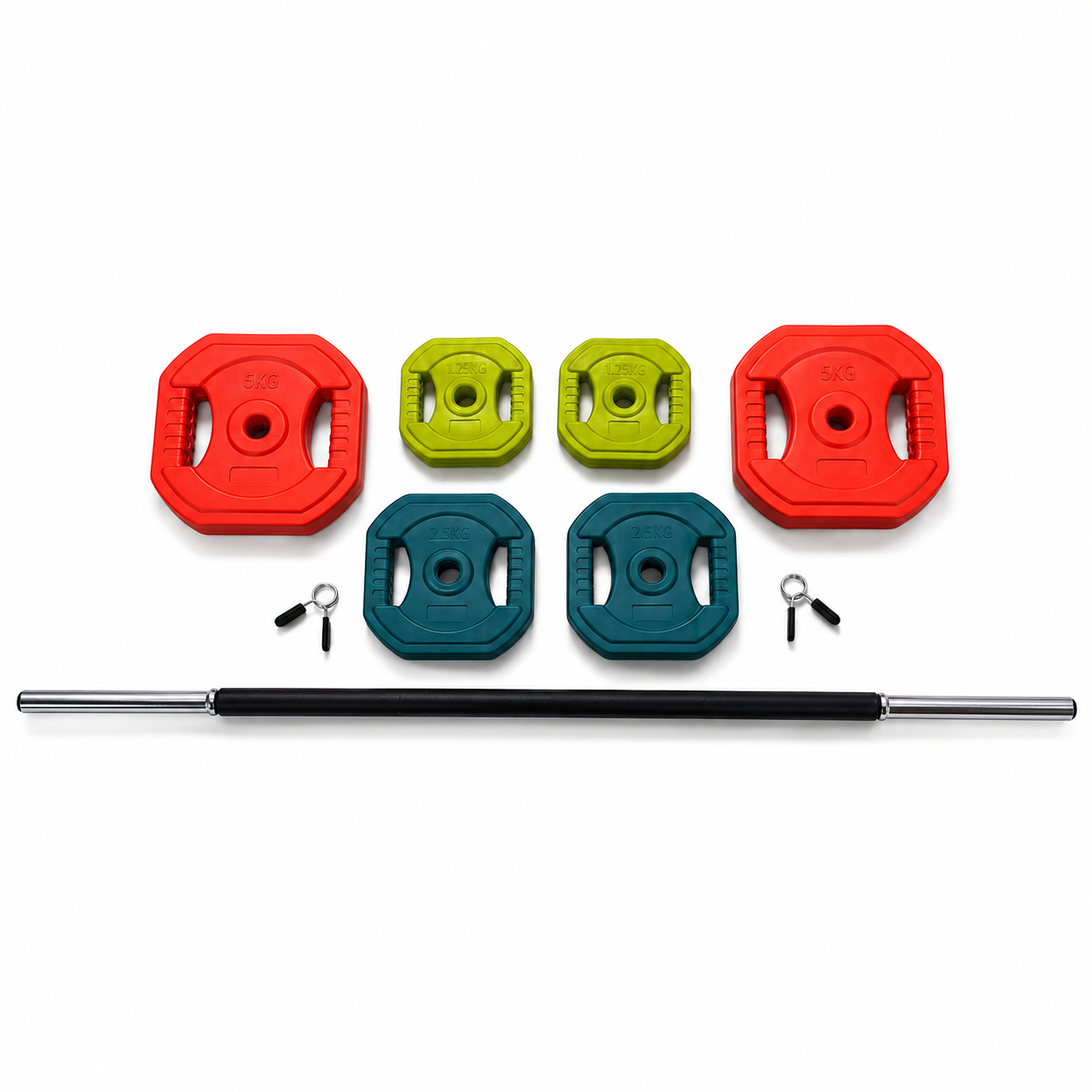 Set pesas 20 kg barra fitness pump