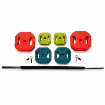 Set pesas 20 kg barra fitness pump