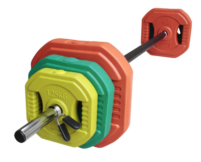 Set pesas 20 kg barra fitness pump