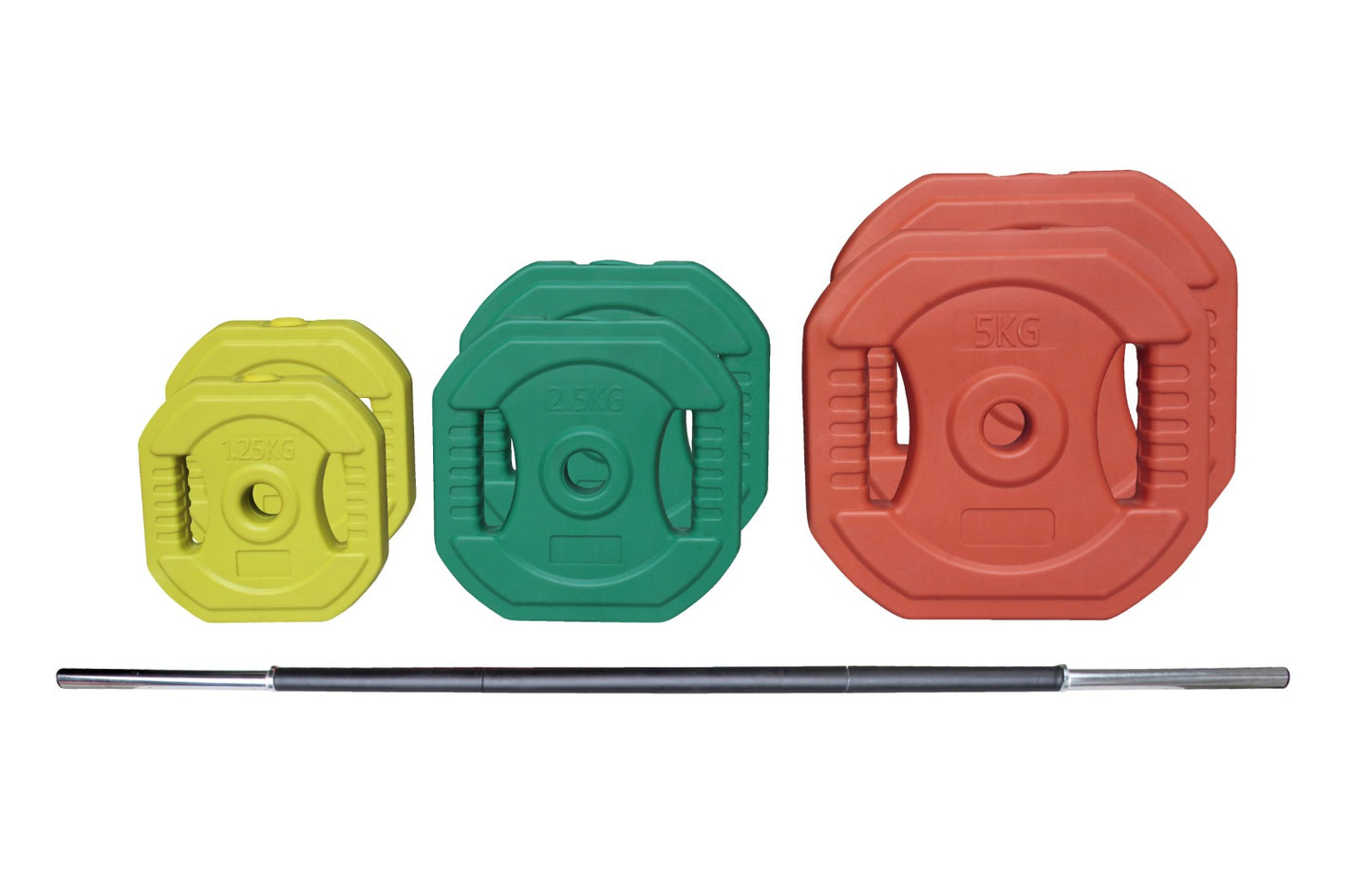 Set pesas 20 kg barra fitness pump
